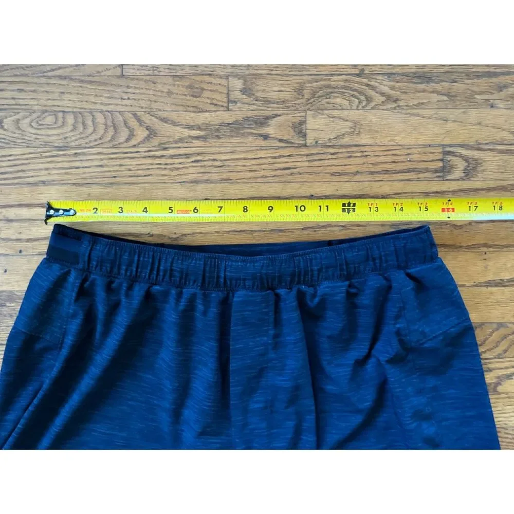 Lululemon Athletica Blue Heathered Lined Surge Running Gym Shorts  Mens Size XL